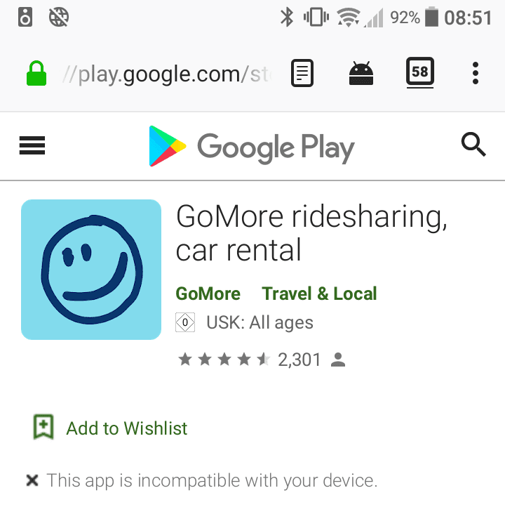 This app is incompatible with your device